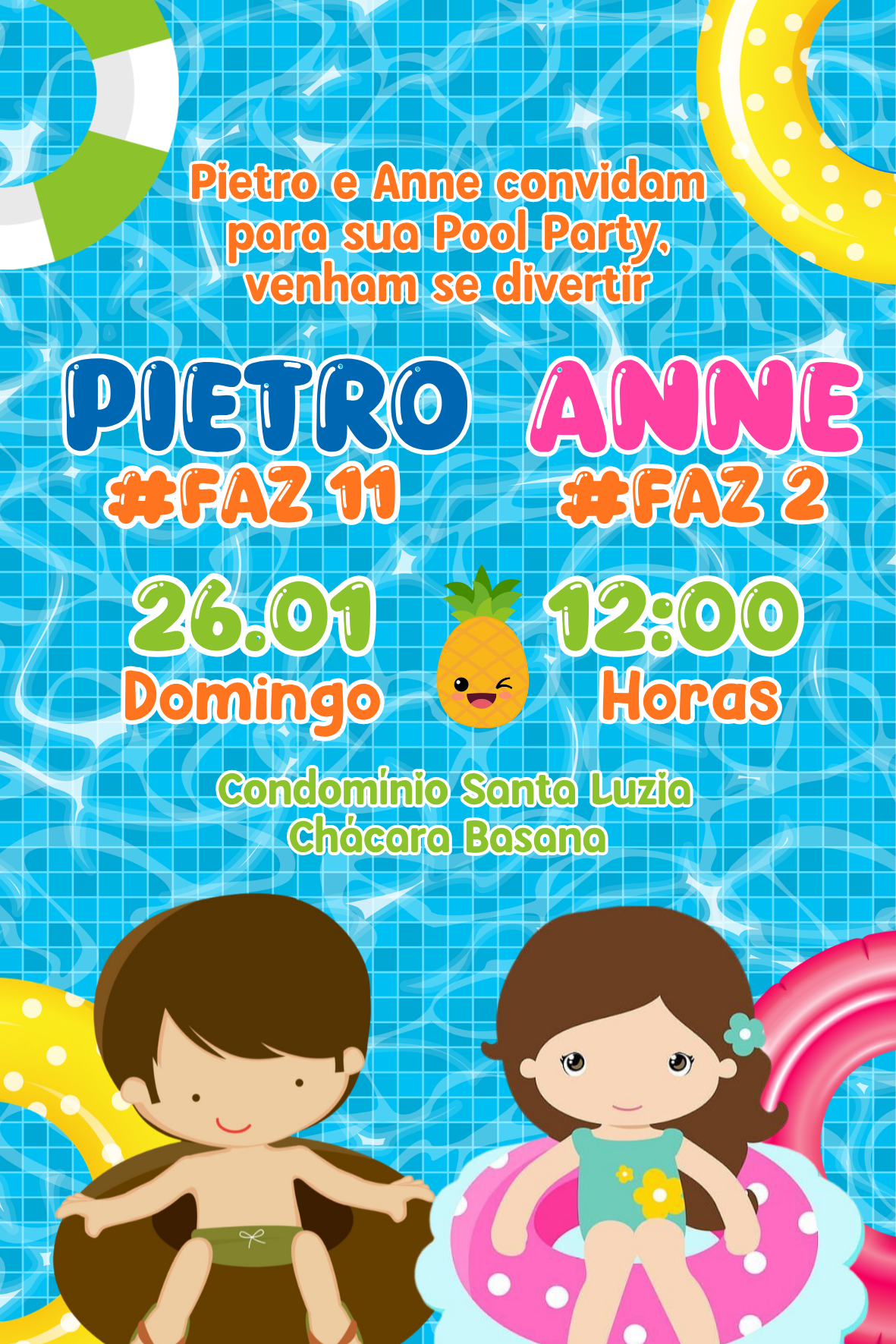 Convite Tradicional - Pool Party